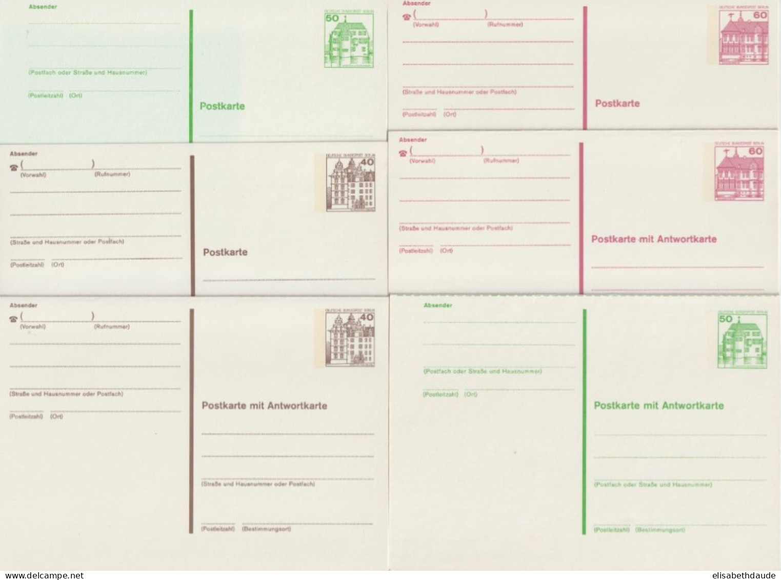 BERLIN - 1977/1990 - 29 CARTES ENTIER DIFFERENTES NEUVES - Postkarten - Ungebraucht