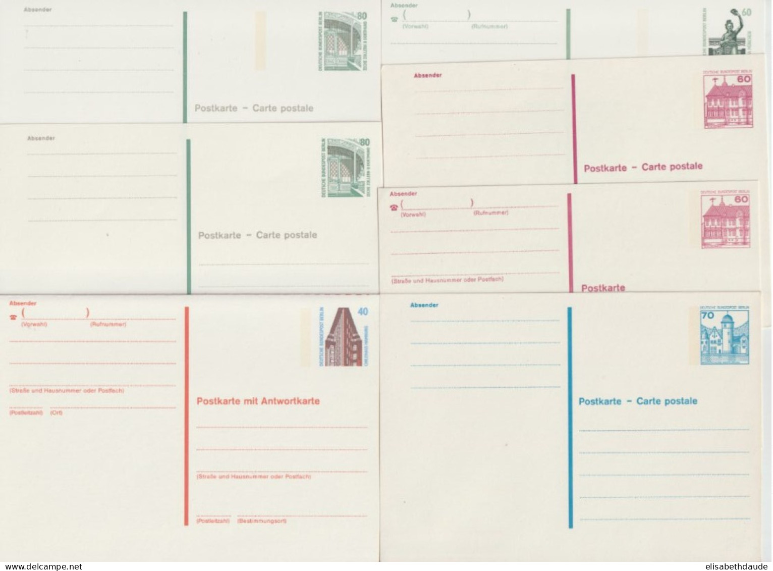 BERLIN - 1977/1990 - 29 CARTES ENTIER DIFFERENTES NEUVES - Postkaarten - Ongebruikt