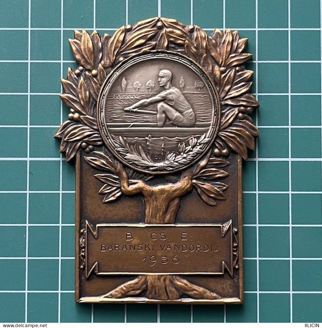 Medal Plaque Plakette PL000316 - Rowing Kayak Canoe Hungary  BARANSKI VÁNDORDIJ 1936 125g - Roeisport