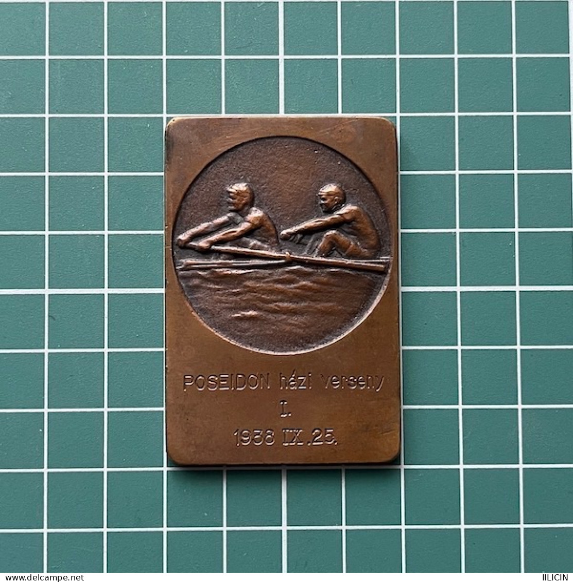 Medal Plaque Plakette PL000317 - Rowing Kayak Canoe Competition Poseidon Házi Verseny Hungary 1938 50g - Canottaggio