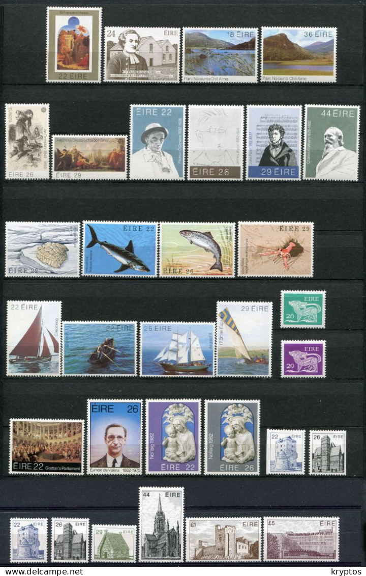Ireland 1982. Complete Collection Of All Stamps From 1982 (incl. All Definitives + 2 Booklet Stamps). ALL MINT - Full Years