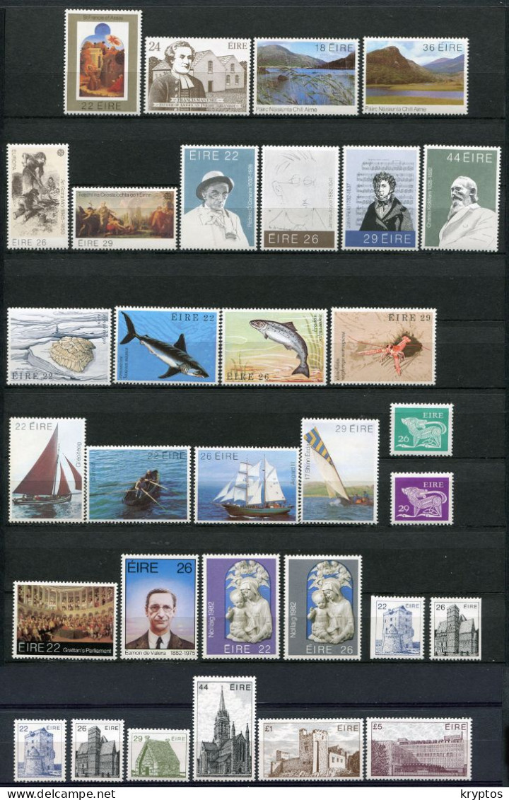 Ireland 1982. Complete Collection Of All Stamps From 1982 (incl. All Definitives + 2 Booklet Stamps). ALL MINT - Komplette Jahrgänge