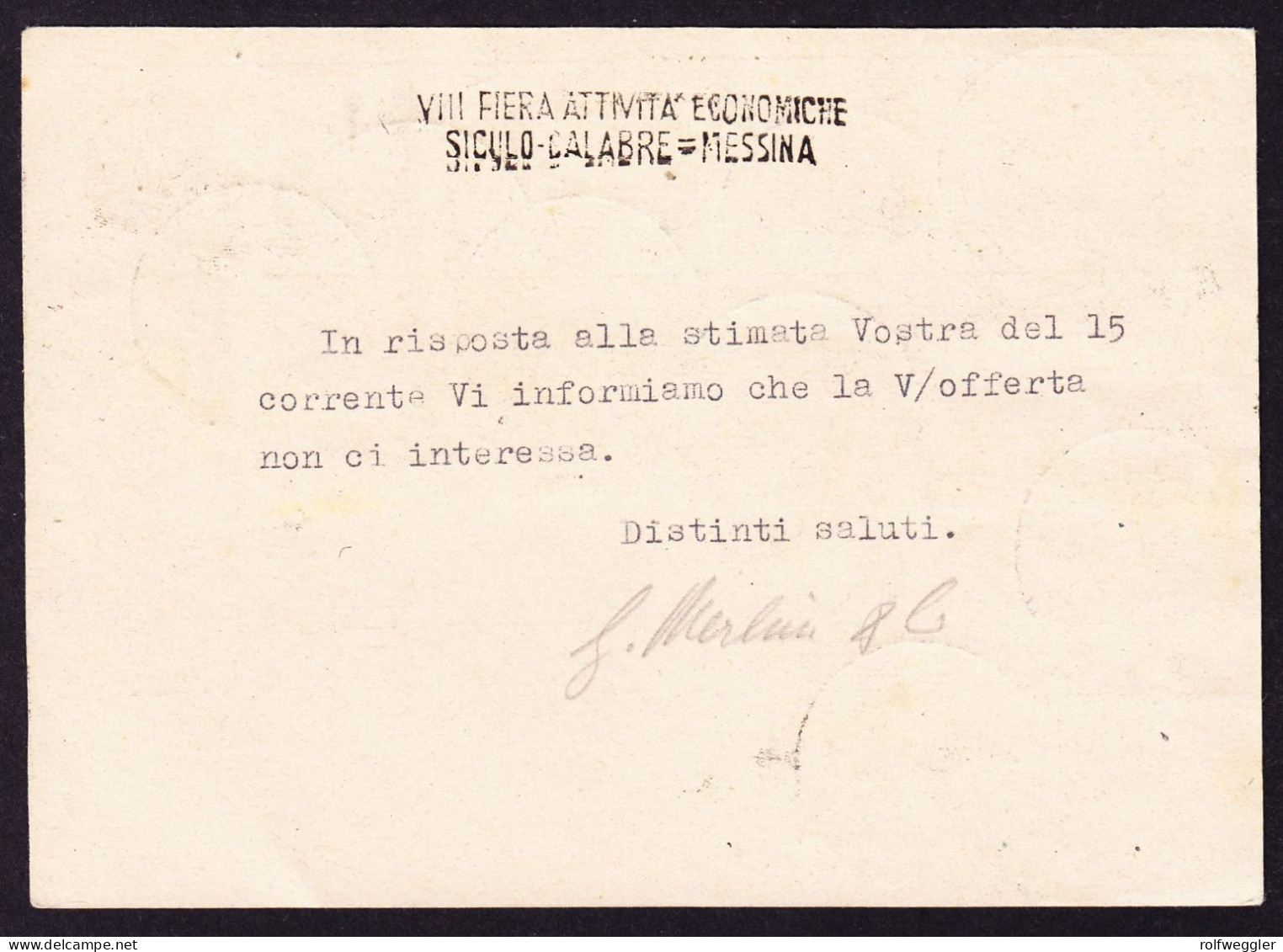1947  Ganzsachen Karte Mit Mischfrankatur, Ausstellungsstempel, FIERA ..MESSINA - 1946-47 Corpo Polacco Period