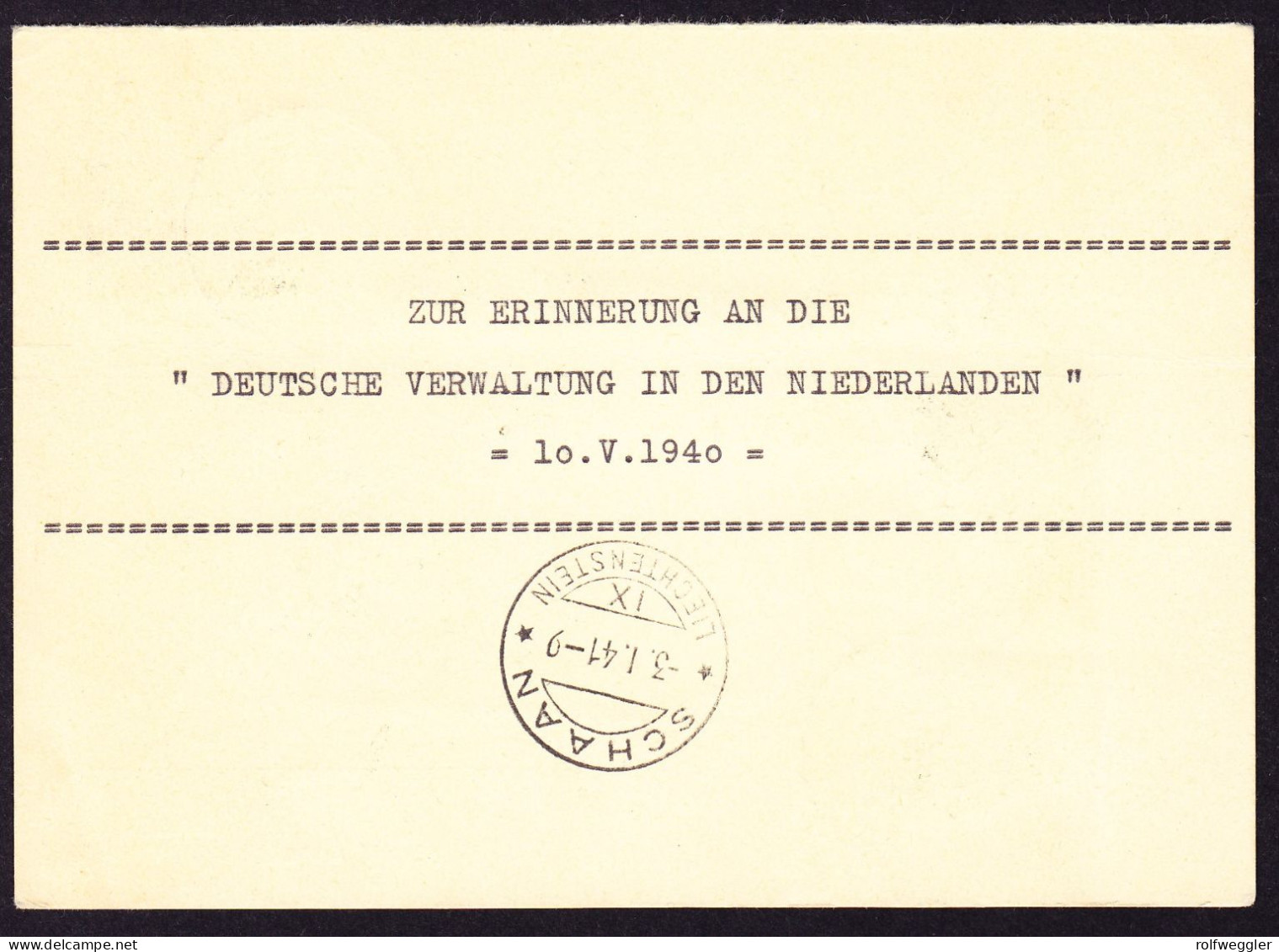 1940 Eingeschriebene Antwortkarte Aus ROERMOND, Niederlande Nach MULEHOLZ, Liechtenstein. 2 Länderfrankatur - Stamped Stationery