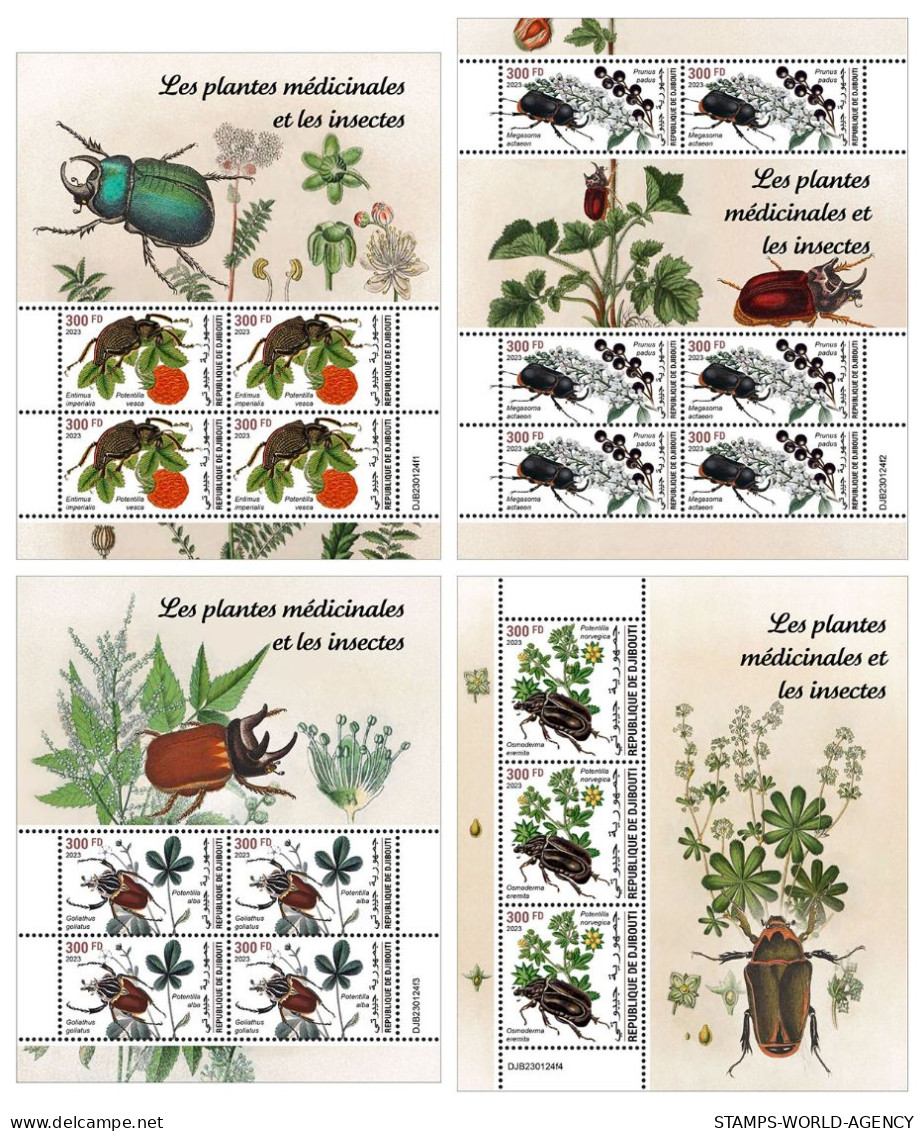 2023-03 - DJIBOUTI- MEDICAL PLANTS & INSECTS 4X4BF             MNH** - Plantes Médicinales