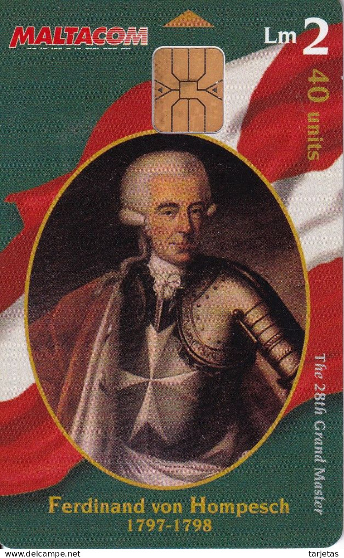 TARJETA DE MALTA DE FERDINAND VON HOMPESCH DE LOS GRANDS MASTER - Malta