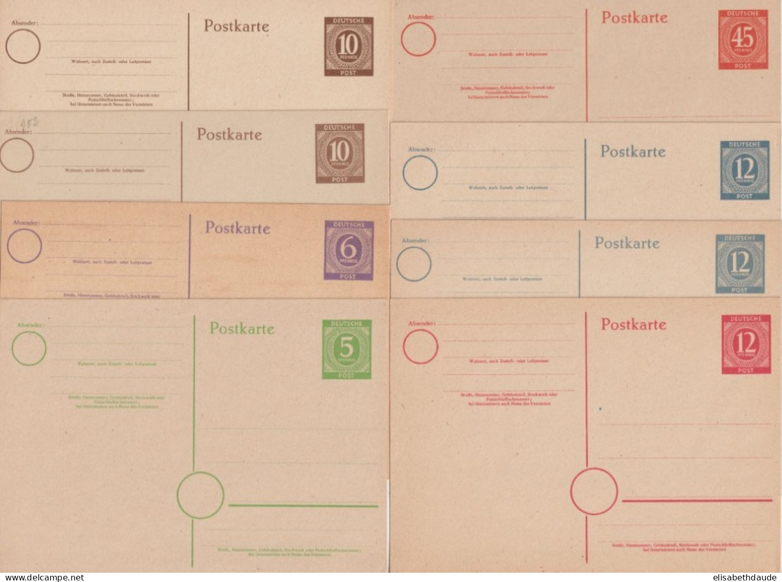 1946/1947 - ZONE AAS - 14 CARTES ENTIER NEUVES - - Entiers Postaux