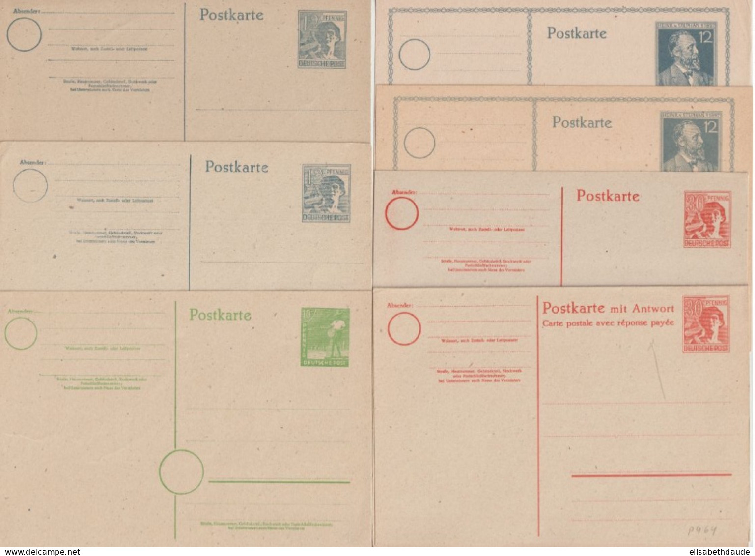 1946/1947 - ZONE AAS - 14 CARTES ENTIER NEUVES - - Ganzsachen