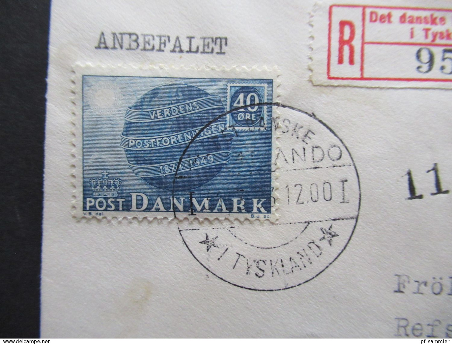 Dänemark 31.3.1953  Einschreiben Reko R-Zettel Det Danske Kommando I Tyskland / Brückenstempel Mit Nr. I - Storia Postale