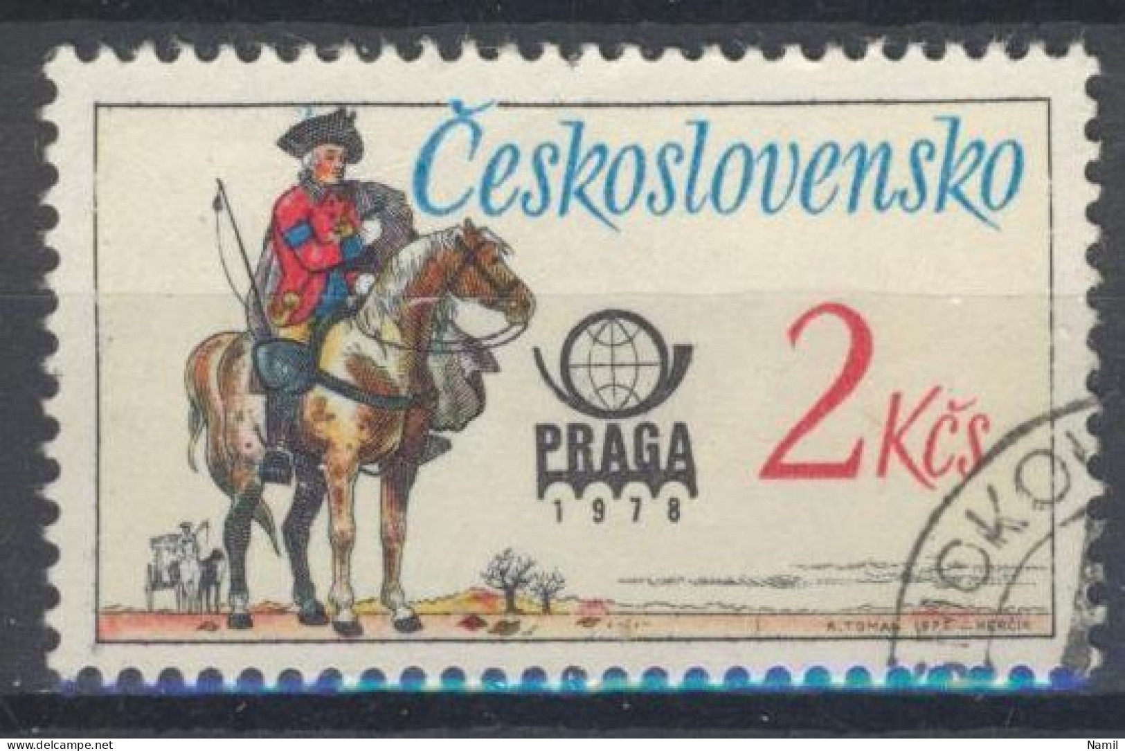 Tchécoslovaquie 1977 Mi 2379 (Yv 2215), Obliteré, Varieté Position 34/1 - Abarten Und Kuriositäten