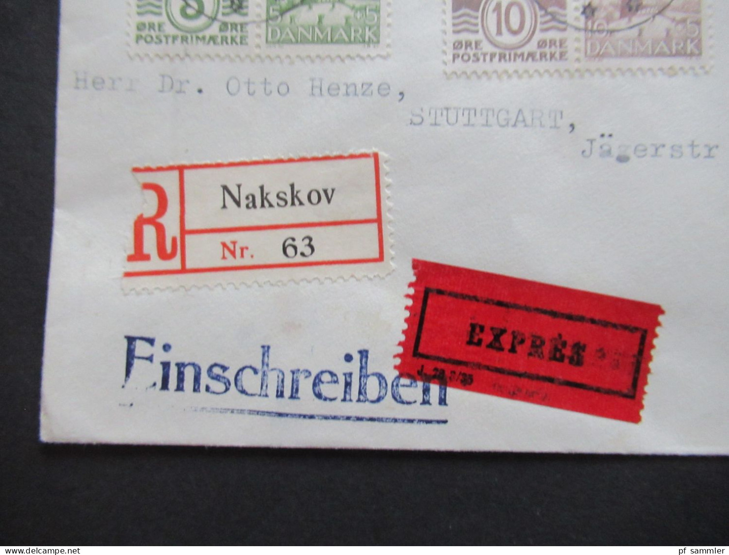 Dänemark 1937 Dybbol Mühle / 3 Zusammendrucke Aus Markenheftchen Einschreiben Expres / Eilt Sehr! Nakskov - Stuttgart - Lettres & Documents