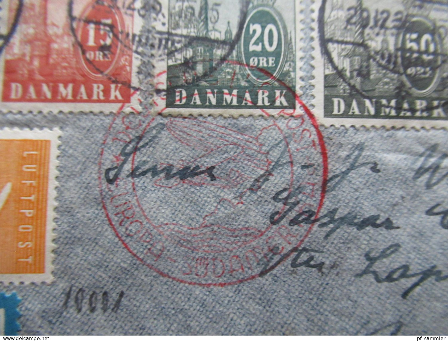 Dänemark 29.12.1936 Zeppelin Südamerikafahrt Odense - Buenos Aires Bahnpost Berlin - Warnemünde Flugpostmarken 1934 - Lettres & Documents
