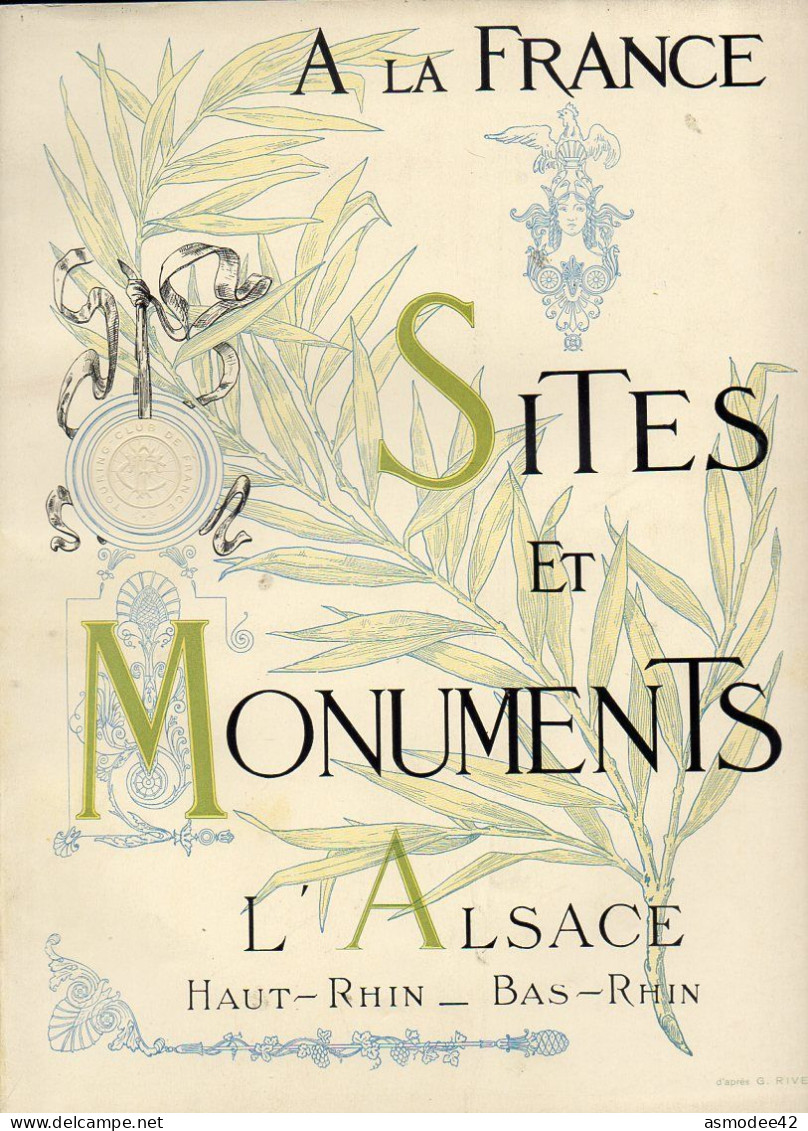 A LA FRANCE SITES ET MONUMENTS L ALSACE   1929  TRES BON  ETAT - Corse