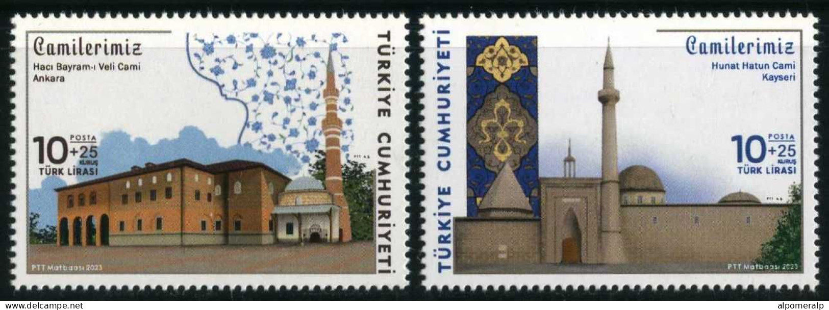 Türkiye 2023 MNH Mosques: Hacı Bayram Veli Mosque & Hunat Hatun Mosque | Architecture - Mosquées & Synagogues