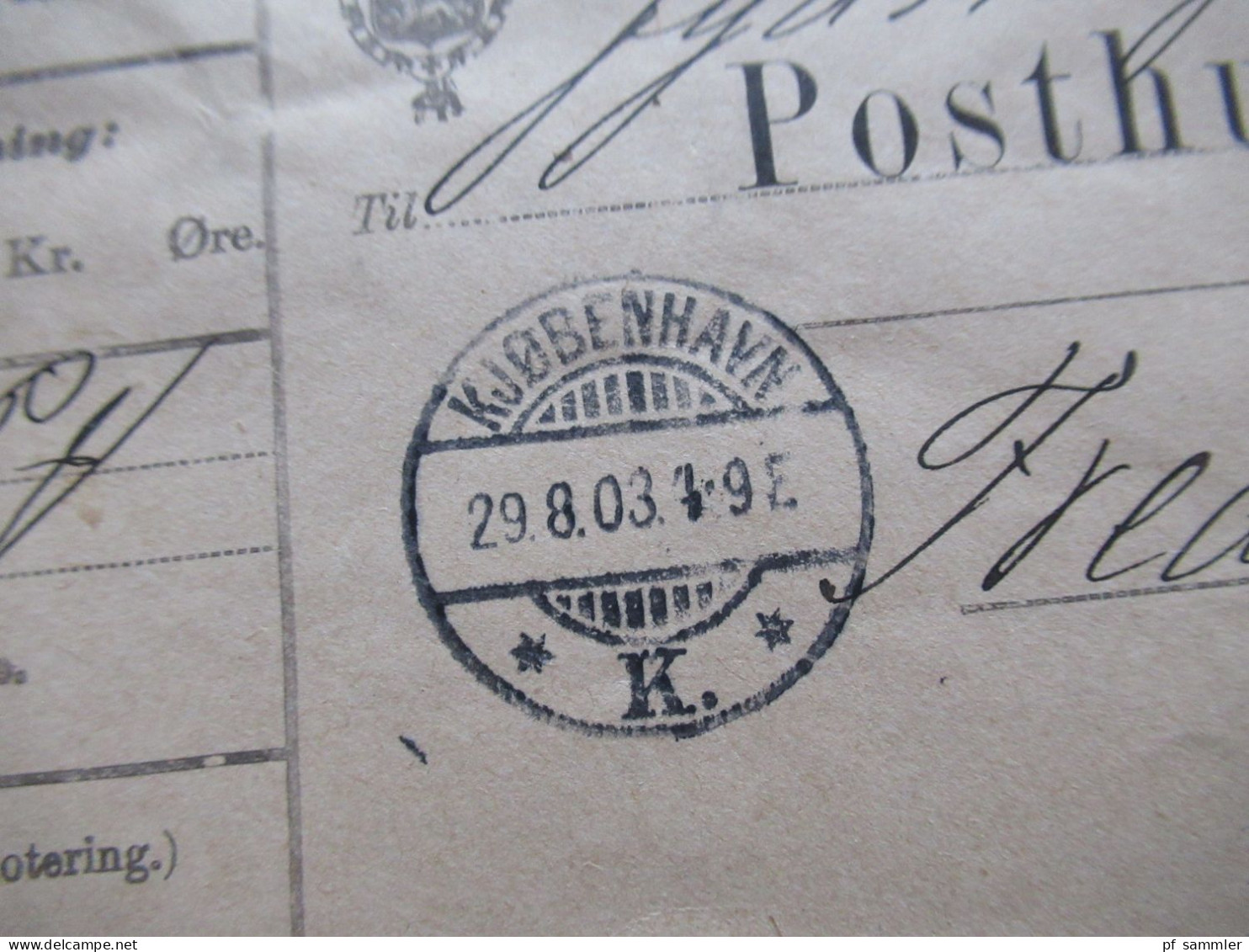Dänemark 1903 Ziffern im Rahmen Paketkarte mit 4x 50 Öre als waagerechter 4er Streifen MiF