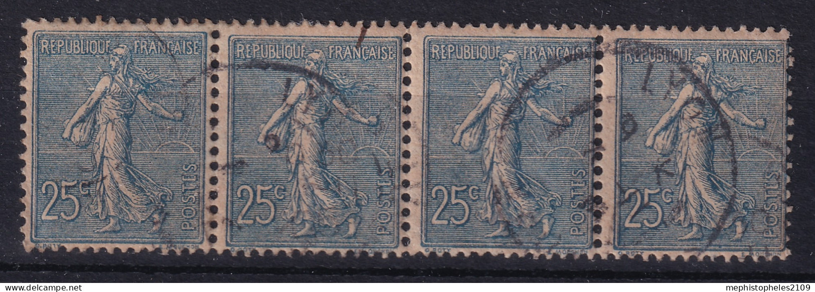 FRANCE 1903 - Canceled - YT 132 - Strip Of 4! - 1903-60 Semeuse Lignée