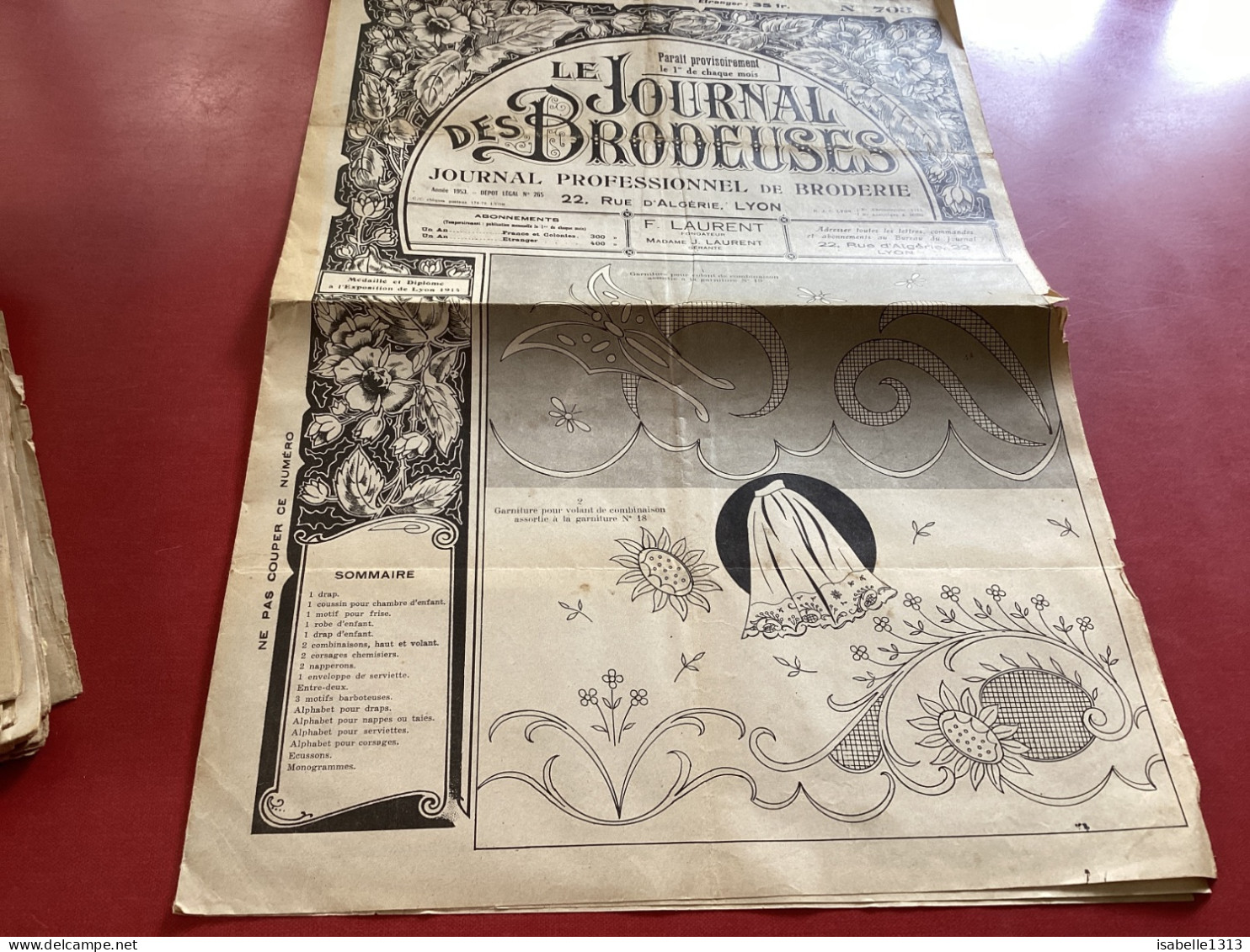 JOURNAL PROFESSIONNEL DE BRODERIE - LE JOURNAL DES BRODEUSES 1953 - Other & Unclassified