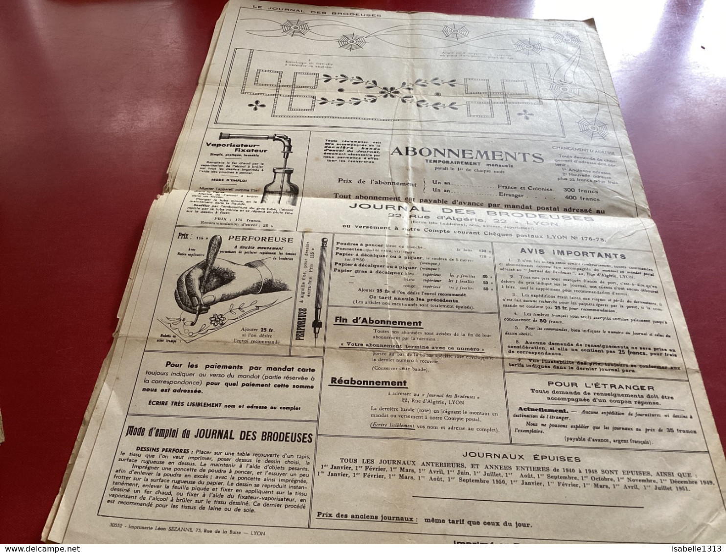 JOURNAL PROFESSIONNEL DE BRODERIE - LE JOURNAL DES BRODEUSES 1953 - Other & Unclassified