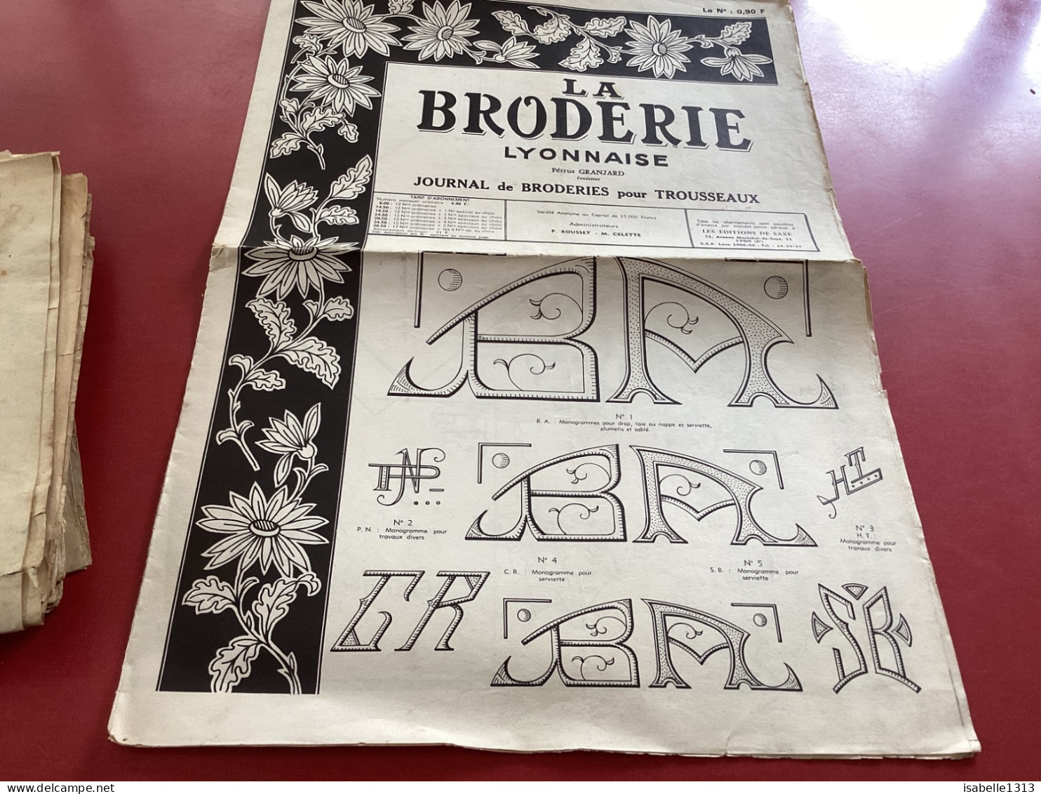 La Broderie Lyonnaise   Journal De Broderie Pour Trousseaux  Numéro  1286 - Altri & Non Classificati