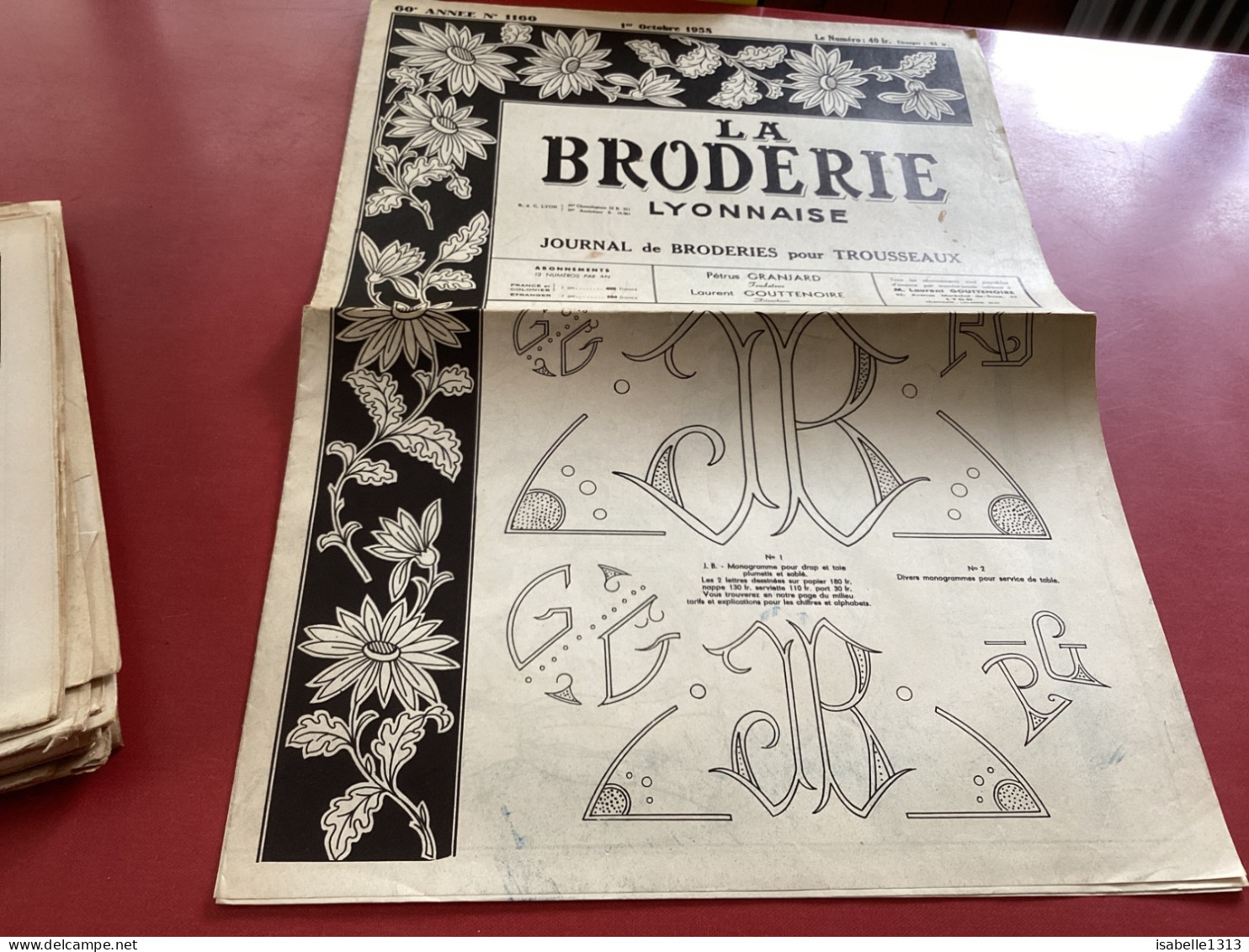 La Broderie Lyonnaise   Journal De Broderie Pour Trousseaux  Numéro  1160 - Other & Unclassified