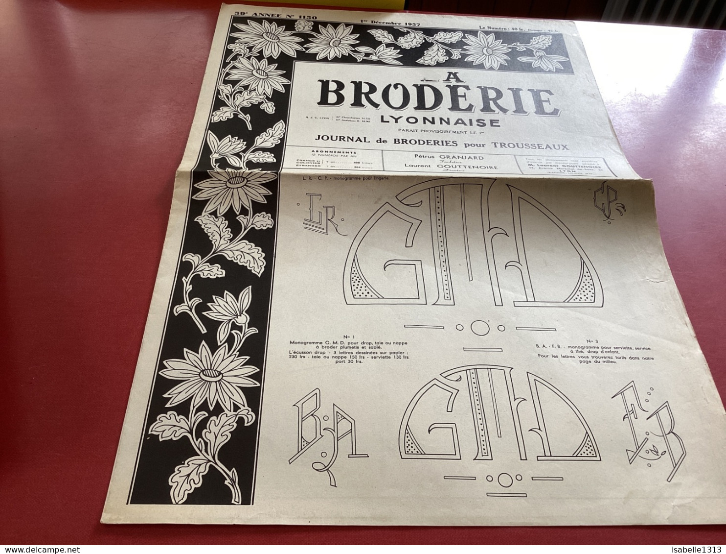 La Broderie Lyonnaise   Journal De Broderie Pour Trousseaux  Numéro  1150 - Other & Unclassified