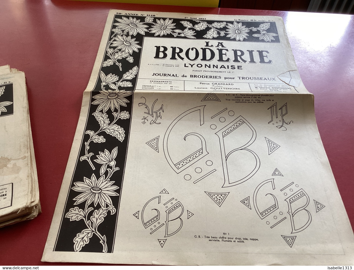 La Broderie Lyonnaise Journal De Broderie Pour Trousseaux Numéro 1146 - Sonstige & Ohne Zuordnung