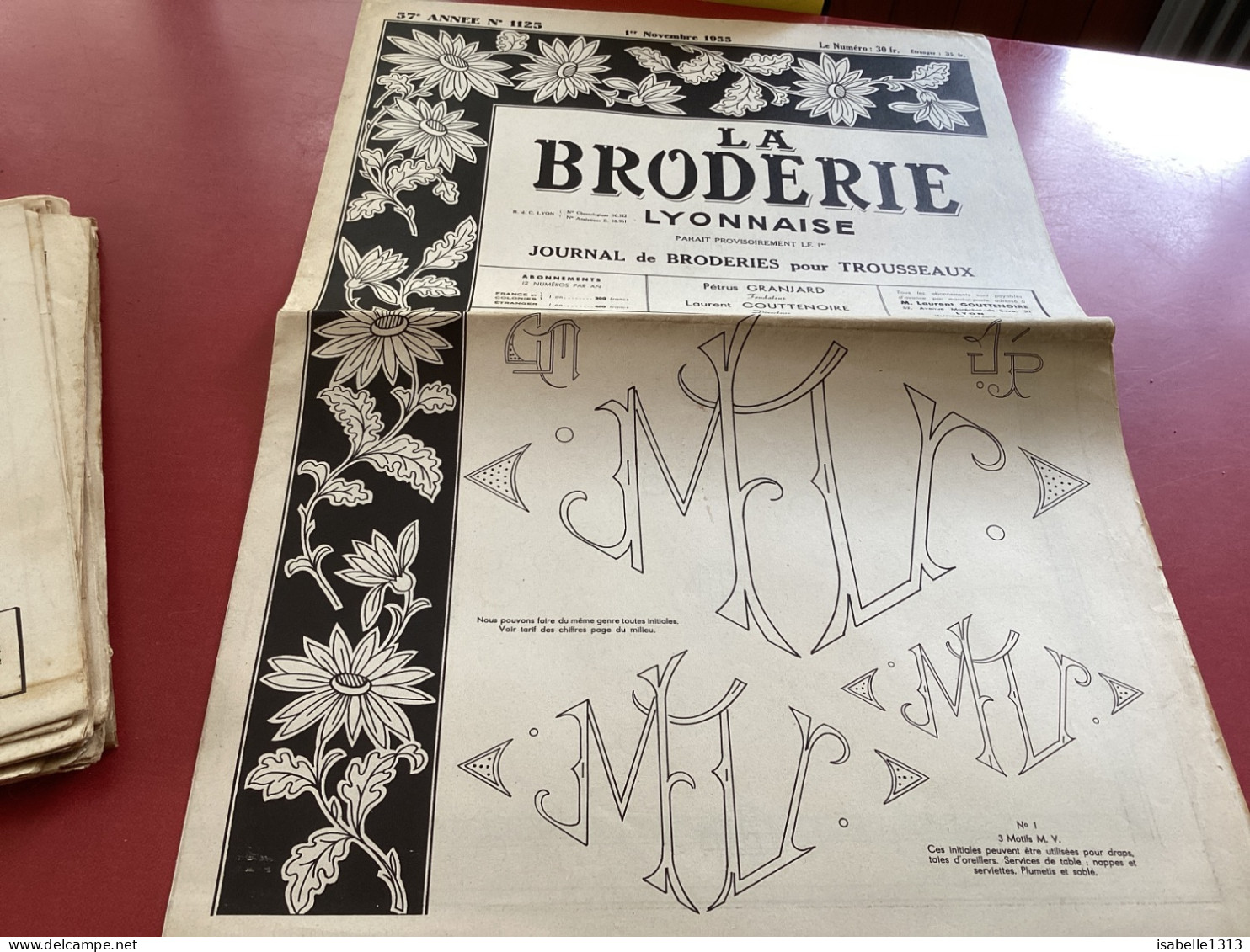 La Broderie Lyonnaise Journal De Broderie Pour Trousseaux Numéro 1125 - Autres & Non Classés