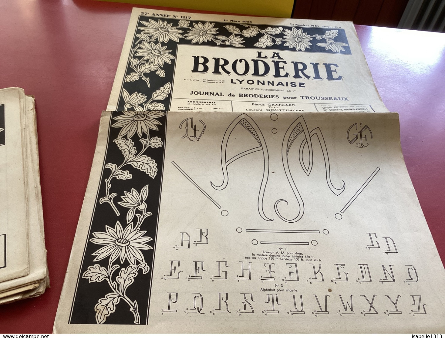 La Broderie Lyonnaise Journal De Broderie Pour Trousseaux Numéro 1117 - Autres & Non Classés