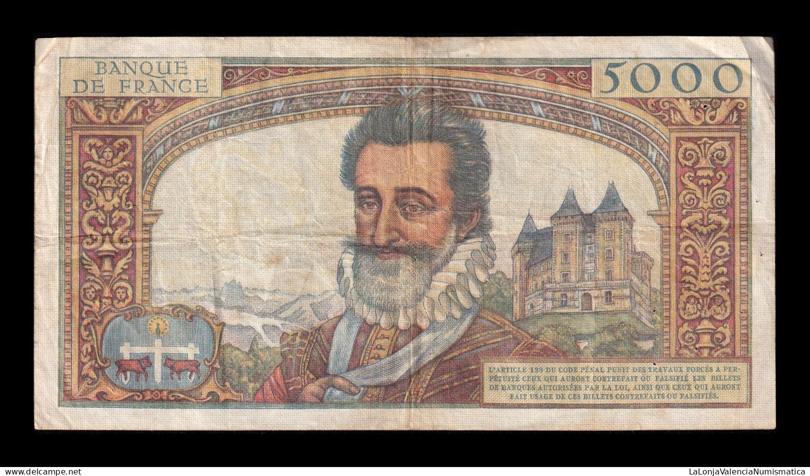 Francia France 5000 Francs 1958 Pick 135a Mbc Vf - 1955-1959 Sovraccarichi In Nuovi Franchi