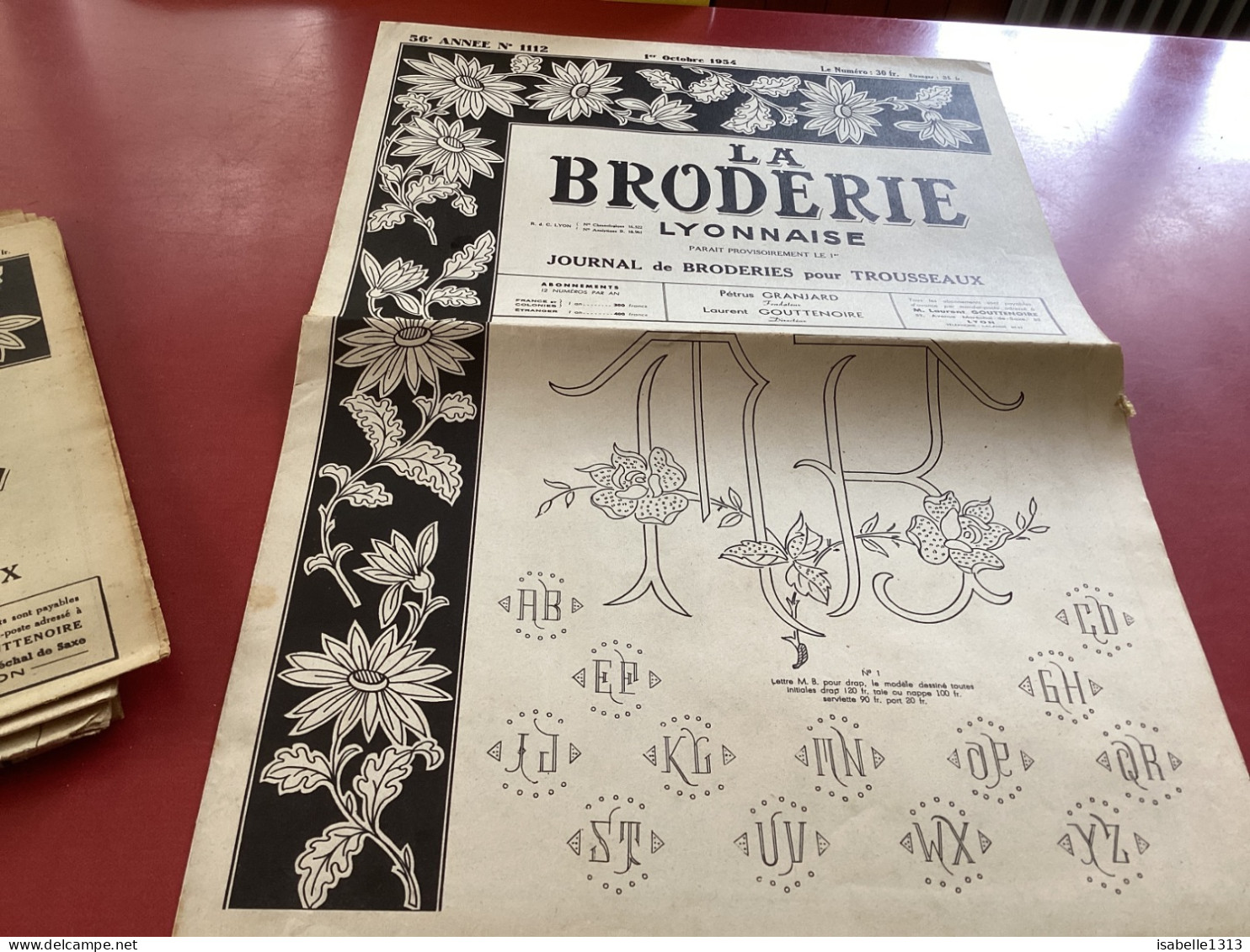 La Broderie Lyonnaise Journal De Broderie Pour Trousseaux Numéro 1112 - Sonstige & Ohne Zuordnung