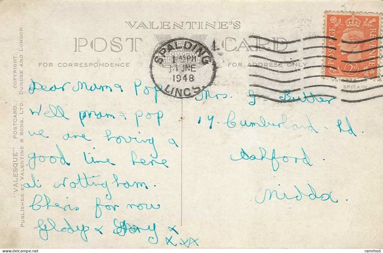 NOTTINGHAM, Trent Bridge (Publisher - Valentine's) Date - June 1948, Unused (Vintage) - Nottingham