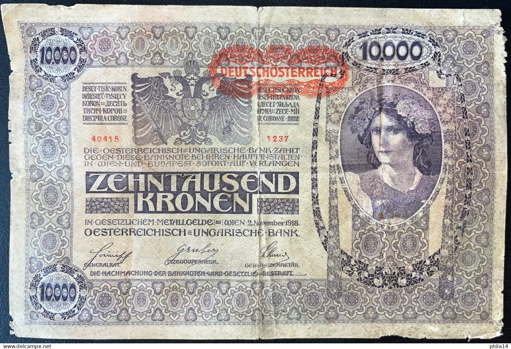 BILLET ALLEMAND DE 10000 MARK - 10000 Mark