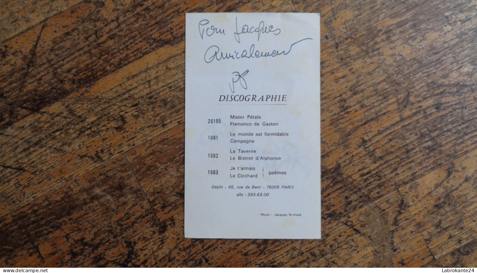 REF 633 : Autographe Original Pierre Provence - Sänger Und Musiker