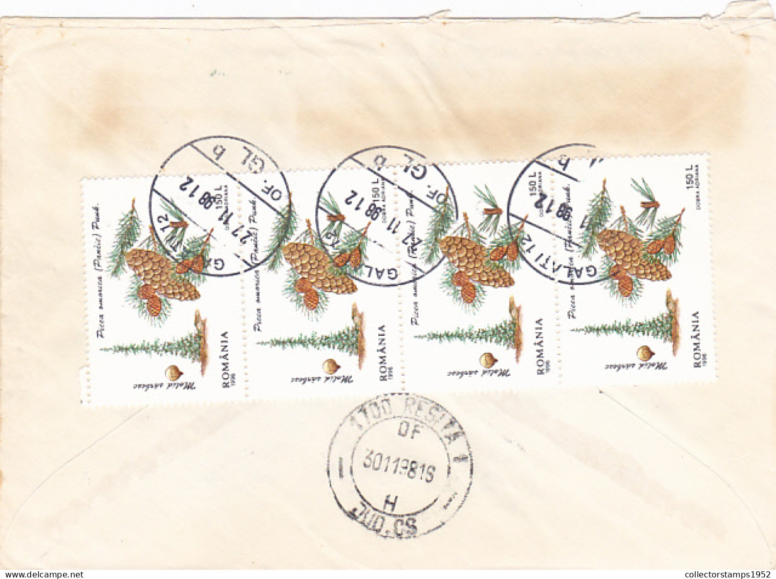 MARAMURES WOODEN CHURCH, SERBIAN SPRUCE TREE STAMPS ON COVER, 1998, ROMANIA - Briefe U. Dokumente