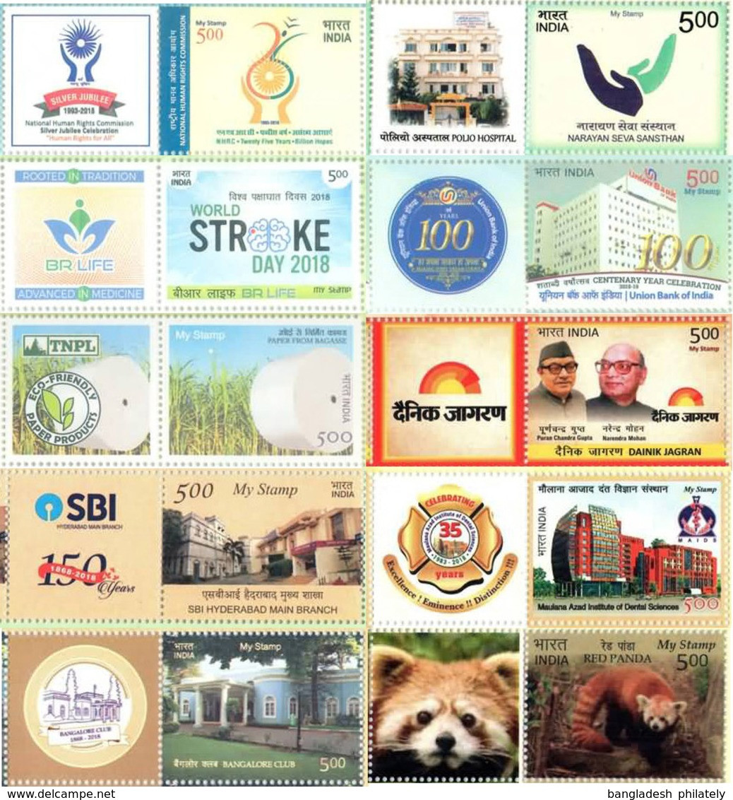 India 2018 PERFECTLY Complete Collection 65 My Stamp Year Pack MNH Astrology Bird Animal Astronomy Space Medical Health - Komplette Jahrgänge