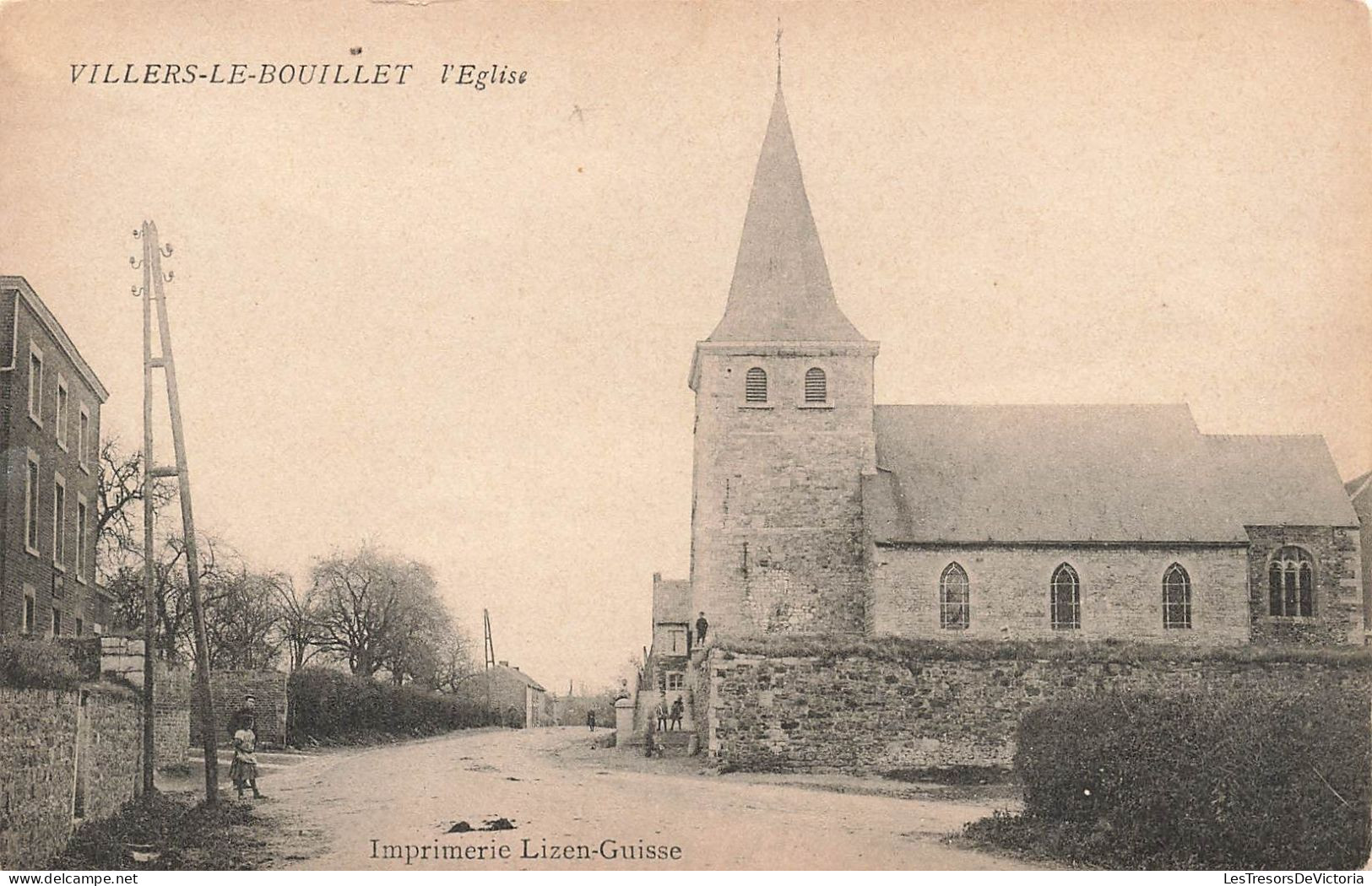 Belgique - Villers Le Bouillet - L'église - Imprimerie Lizen Guisse - Cloche - Carte Postale Ancienne - Huy