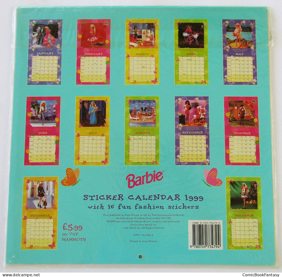 Barbie 1999 Wall Calendar - New & Sealed. Extremely Rare. Collectible - Grand Format : 1991-00