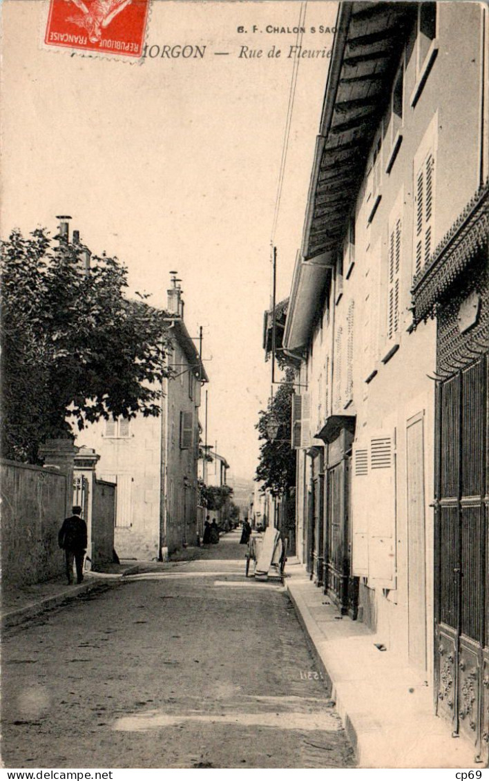 Villié-Morgon Canton De Beaujeu Rue De Fleurie Rhône 69910 Cpa Voyagée En 1911 En TB.Etat - Villie Morgon