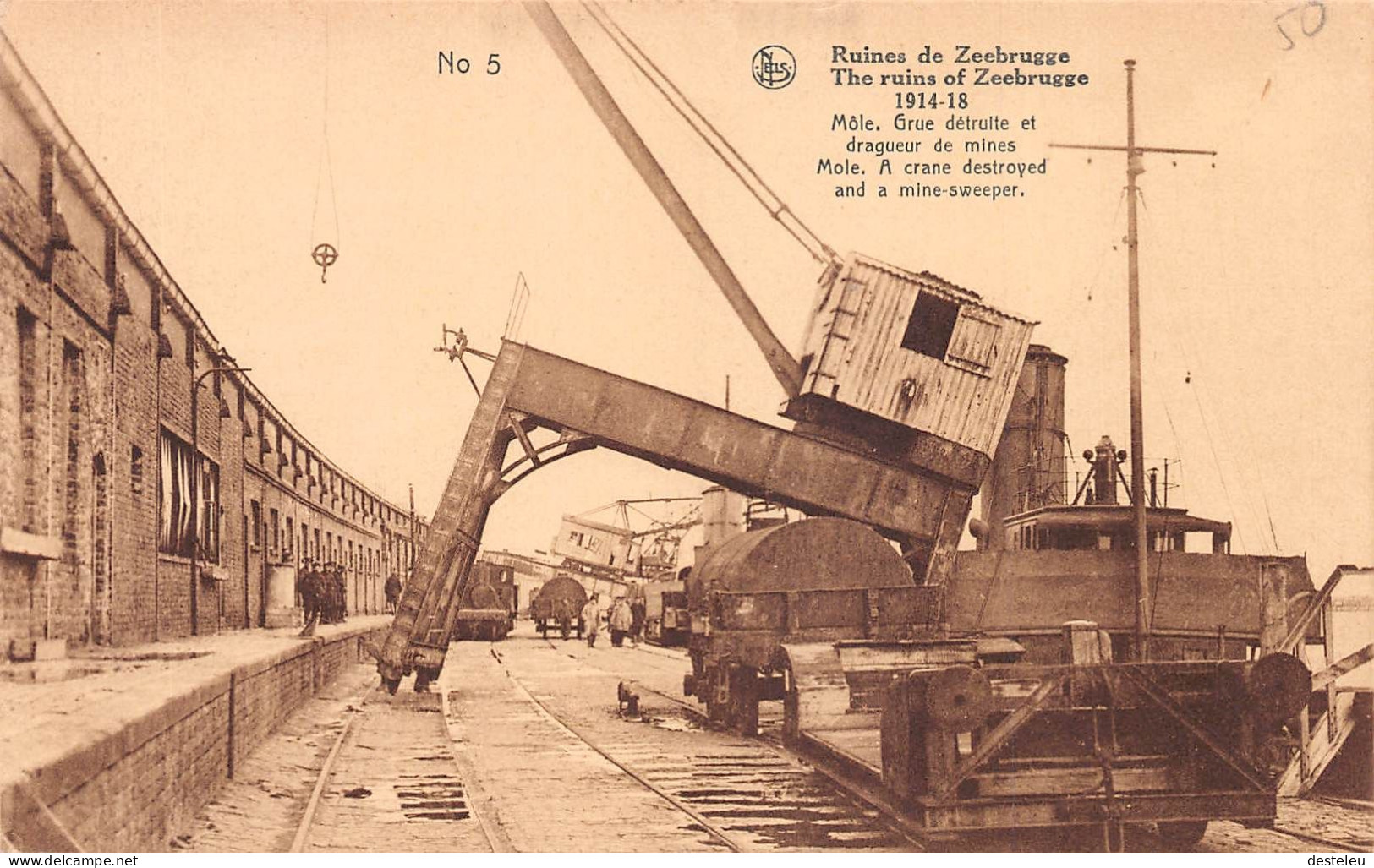 Môle - Grue Détruite Et Drageur De Mines - Zeebrugge - Zeebrugge