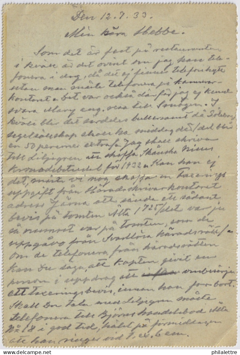 SWEDEN - 1933 Letter-Card Mi.K26.IV (p.12) Uprated Facit F143Aa From GÖTEBORG To STOCKHOLM - Brieven En Documenten