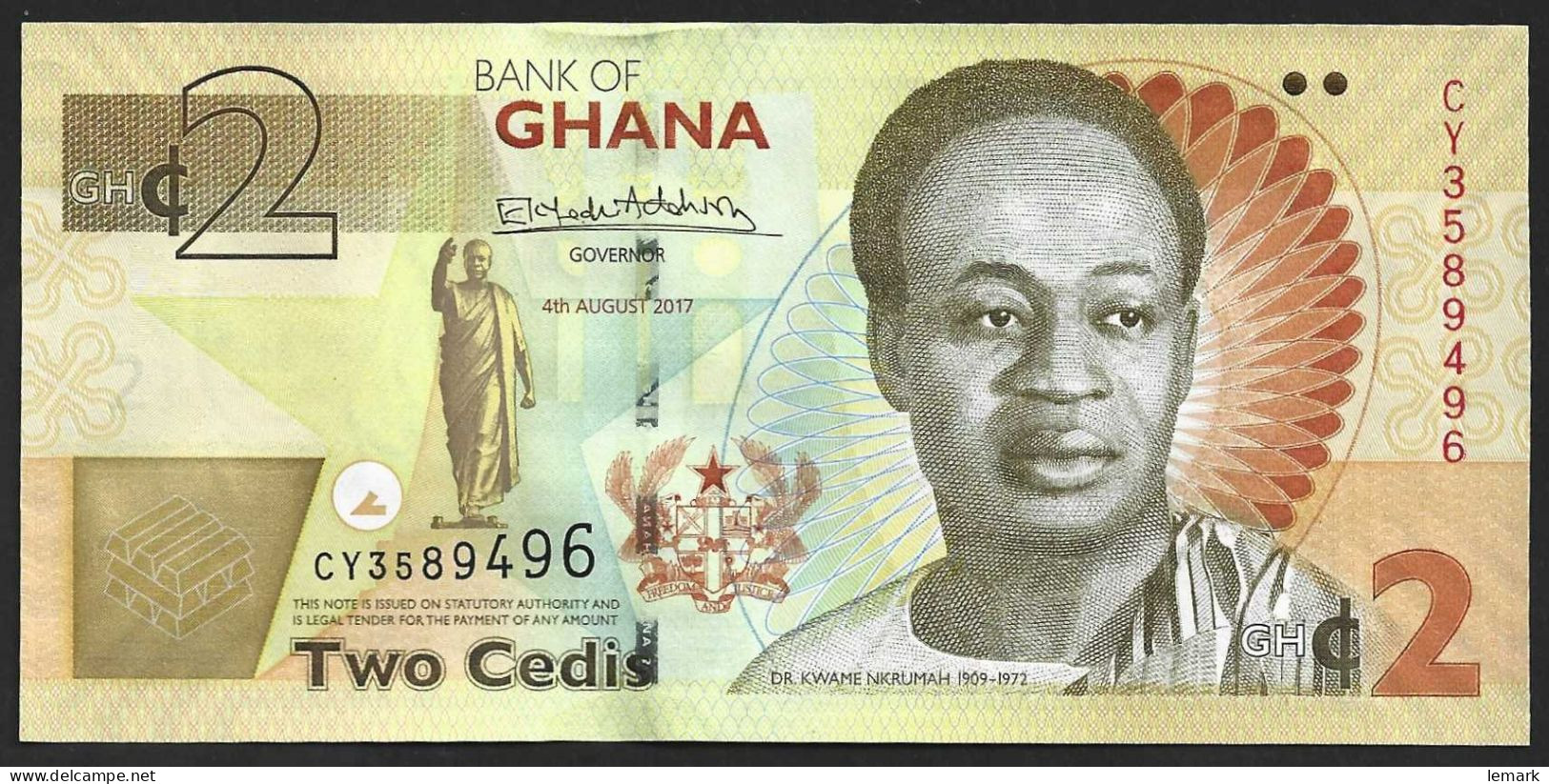 Ghana 2 Cedis 2017 P37Ae AUNC - Ghana