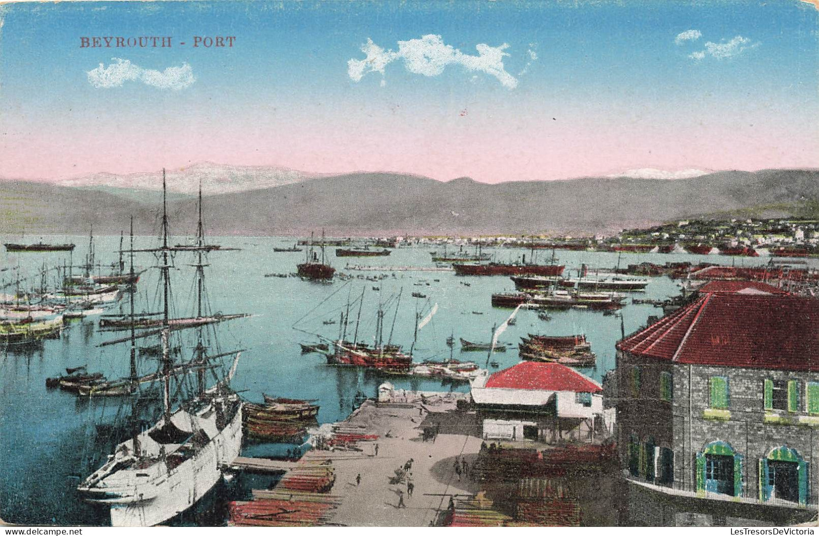 Liban - Beyrouth - Port - Panorama - Colorisé - Bateau - Sarrafian -  Carte Postale Ancienne - Liban