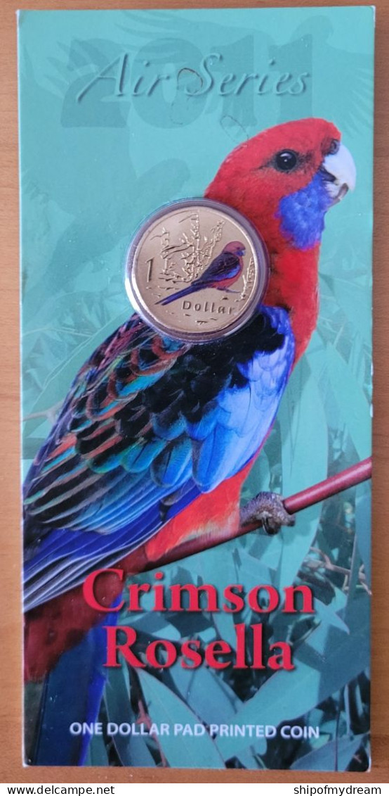 Australia 1 Dollar 2011, KM# 1617. Crimson Rosella. Colored. Coincard. - Dollar