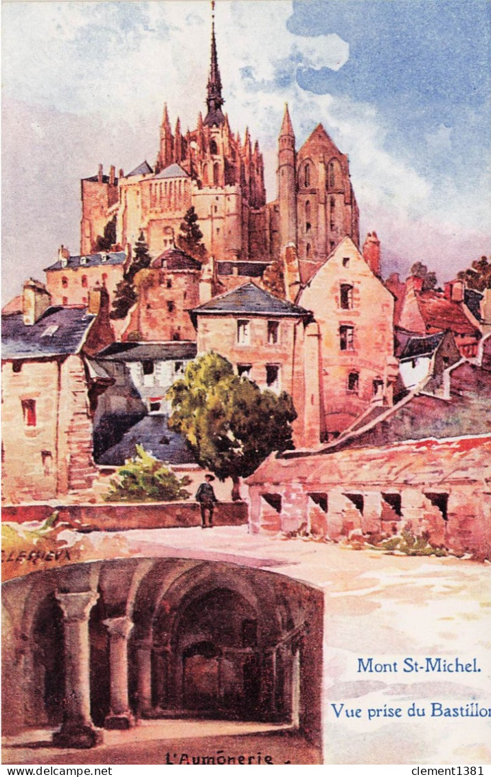 Illustrateur Illustration Lessieux Mont Saint Michel Vue Prise Du Bastillon - Lessieux