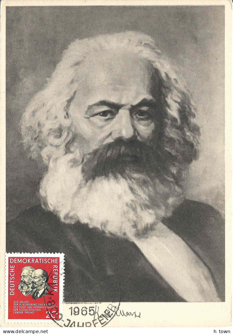 330  Karl Marx: Carte Maximum D'Allemagne, 1965 - Capitalism, Communist Manifesto, "Das Kapital", Engels - Karl Marx