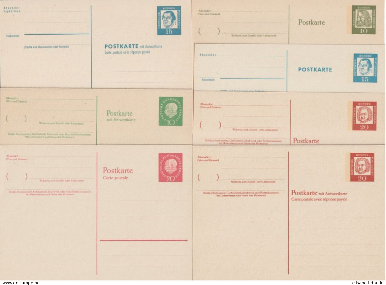 BERLIN - 1959/1966 - 13 CARTES ENTIER DIFFERENTES NEUVES - Cartes Postales - Neuves