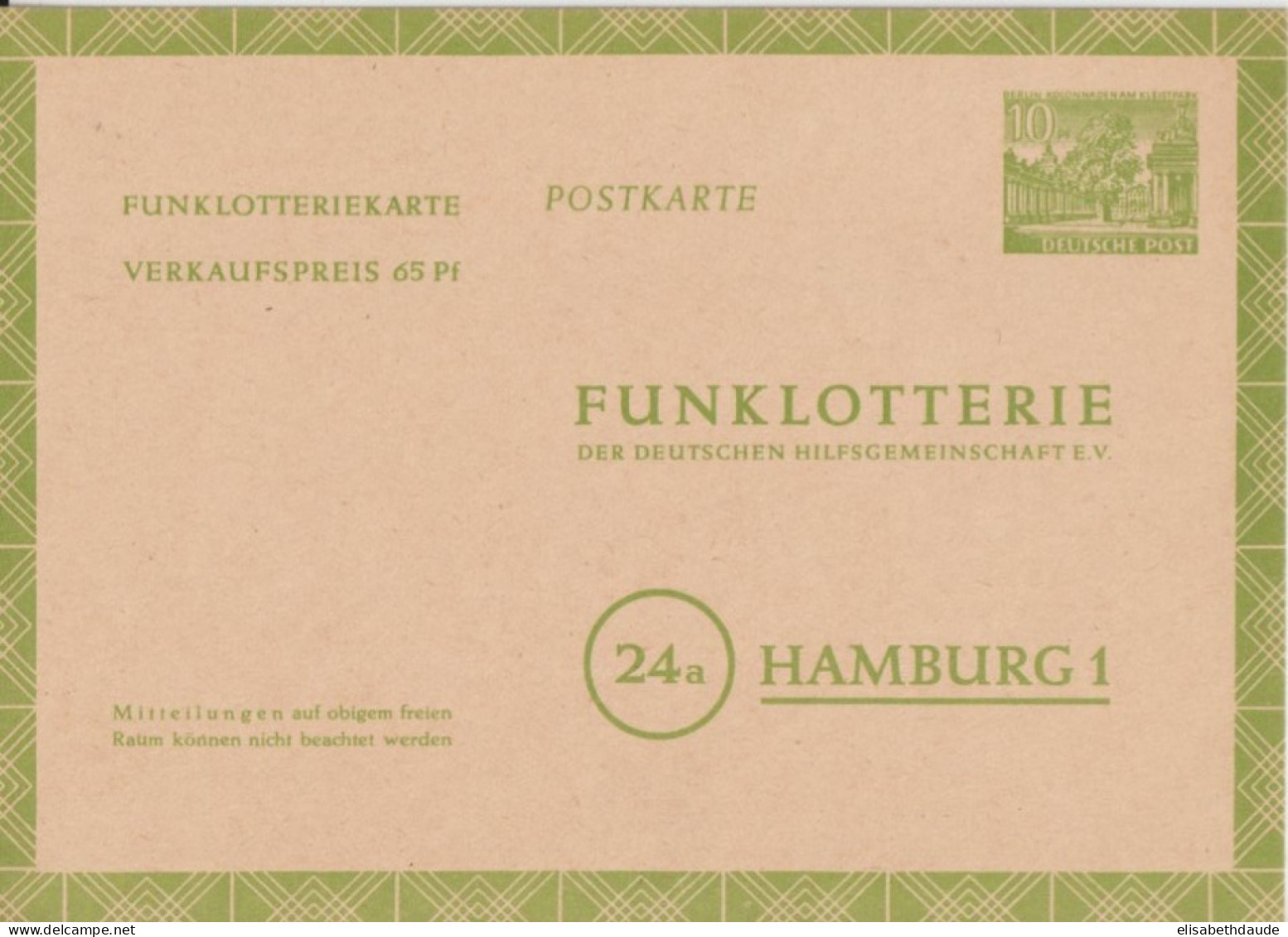 BERLIN - 1953 - CARTE ENTIER FUNKLOTTERIE NEUVE Mi FP4 - Cartoline - Nuovi