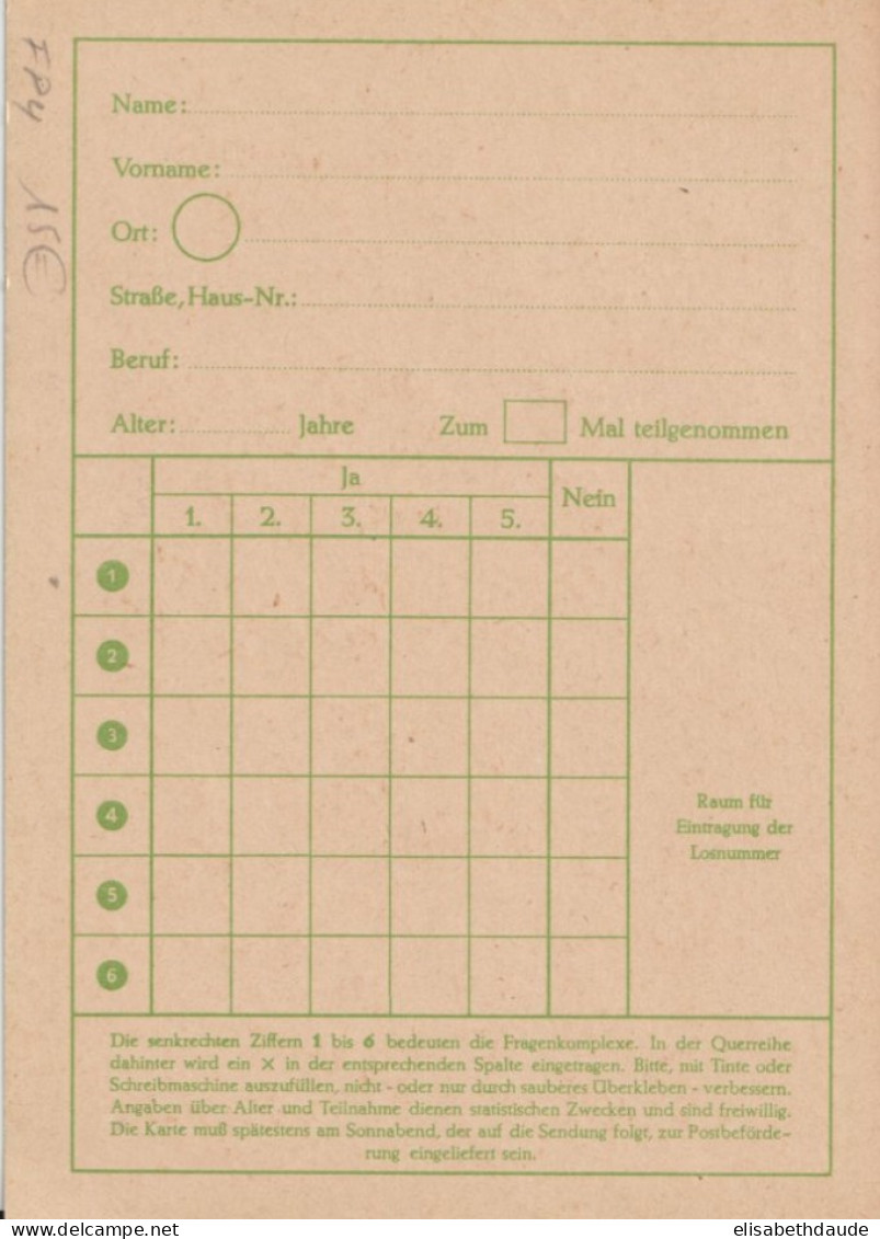 BERLIN - 1953 - CARTE ENTIER FUNKLOTTERIE NEUVE Mi FP4 - Cartoline - Nuovi