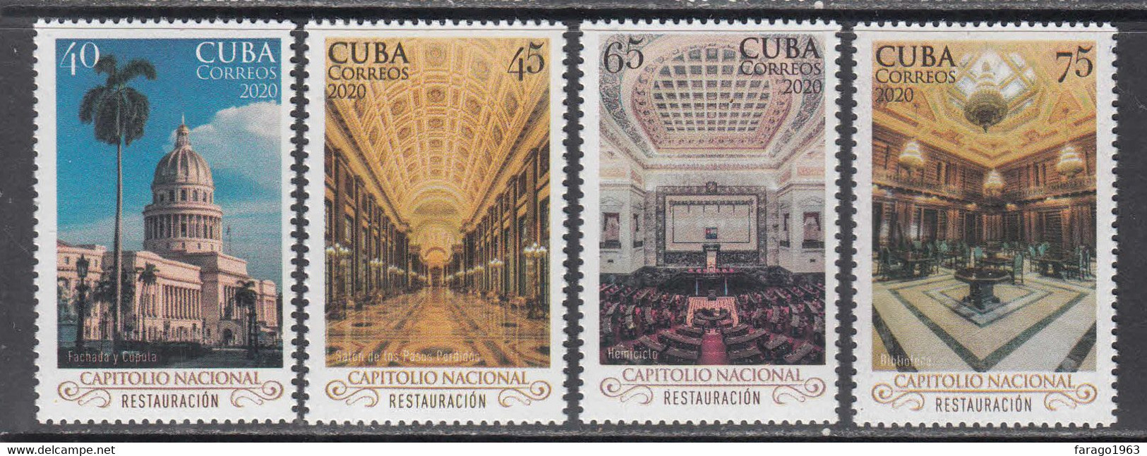 2020 Cuba National Capital Buildings Restoration Architecture Complete Set Of 4 MNH - Neufs