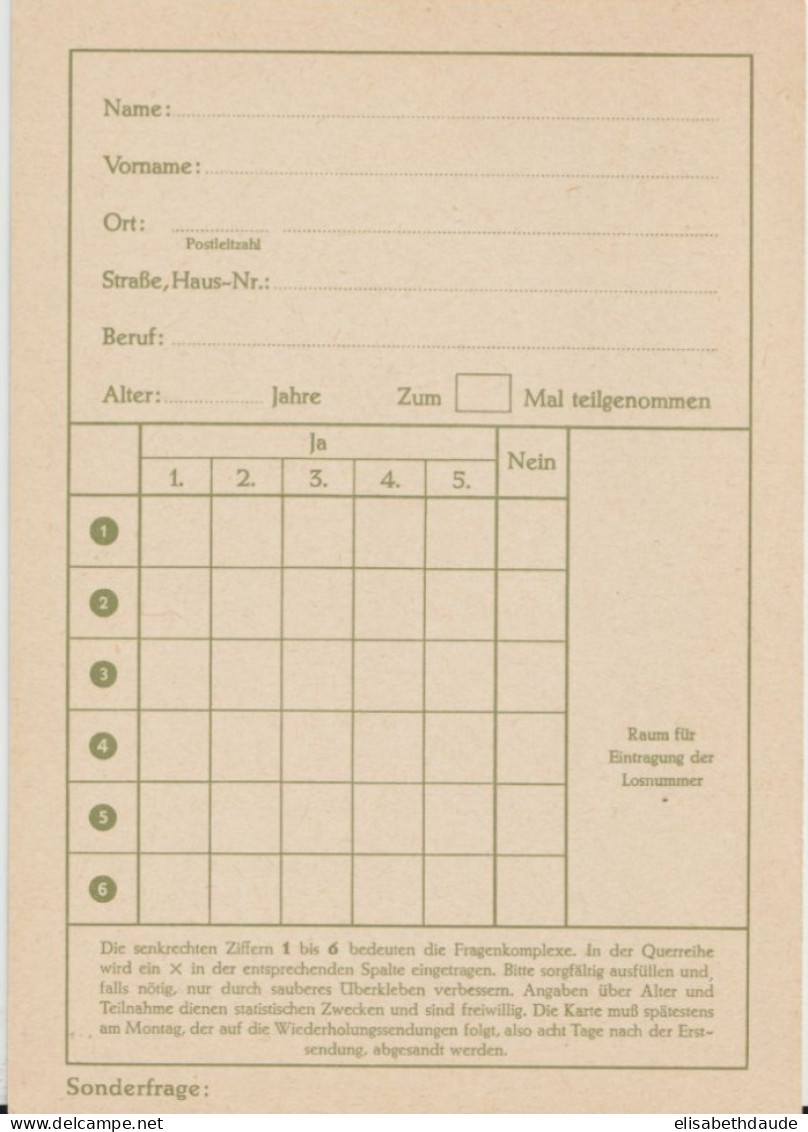 BRD - 1962 - CARTE ENTIER FUNKLOTTERIE NEUVE Mi FP9 - Cartoline - Nuovi